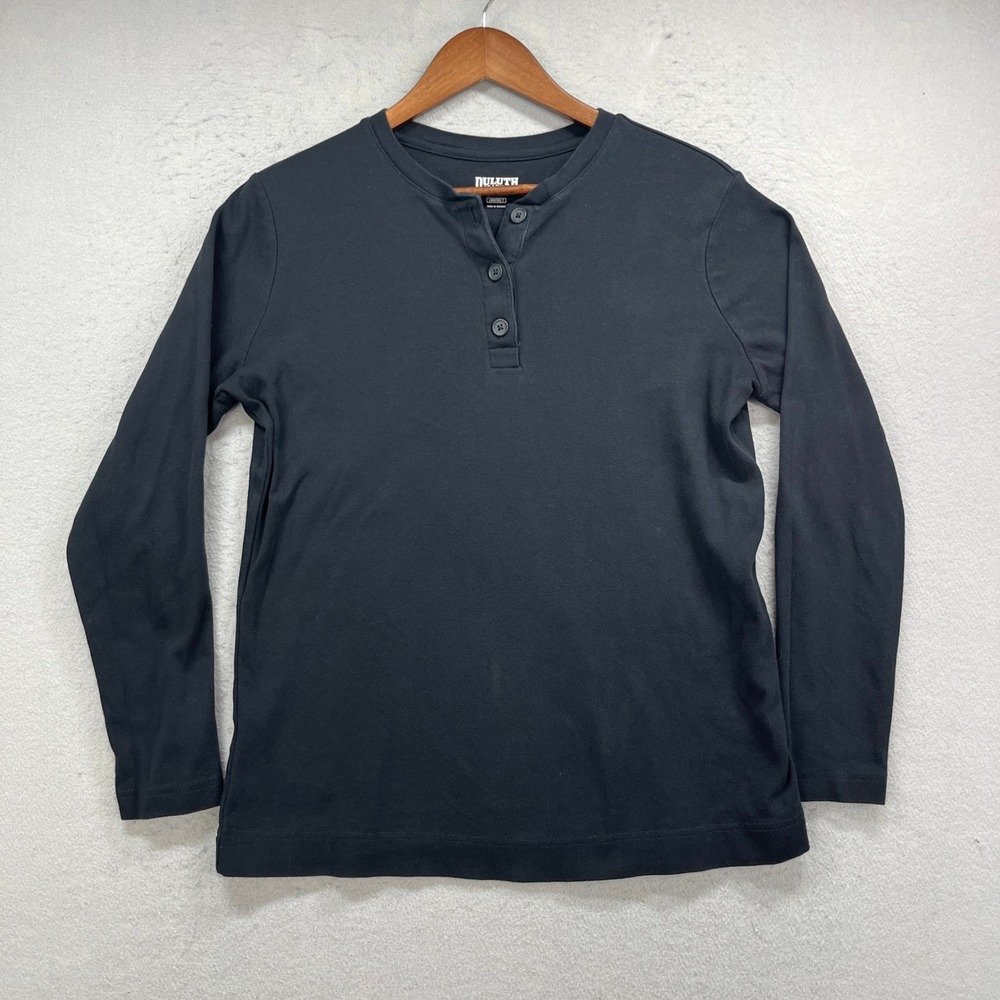 Duluth Trading Co Henley Shirt Women Medium Black Longtail T Cotton Casual Work